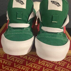 Vans Off The wall ,          Size 12 Kids  color green, orange with  white sole